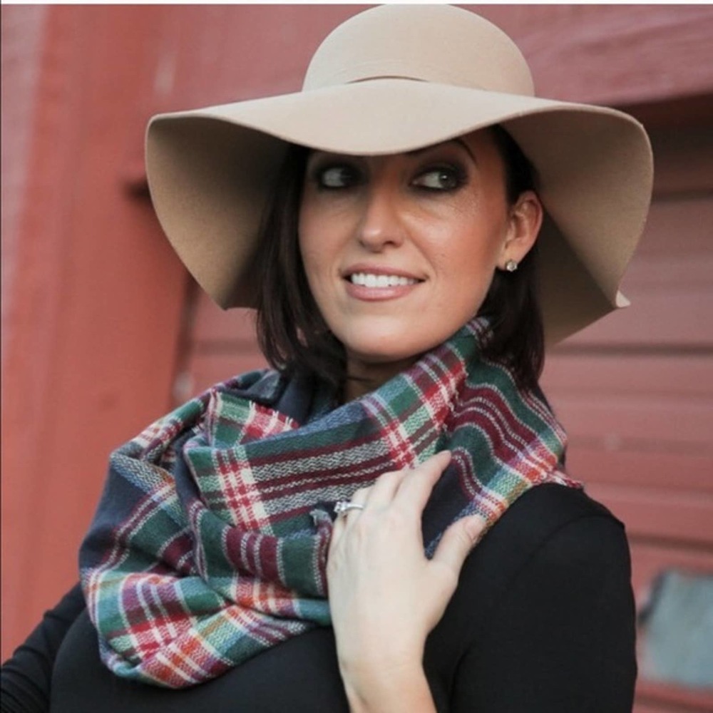 Navy Plaid Infinity Scarf